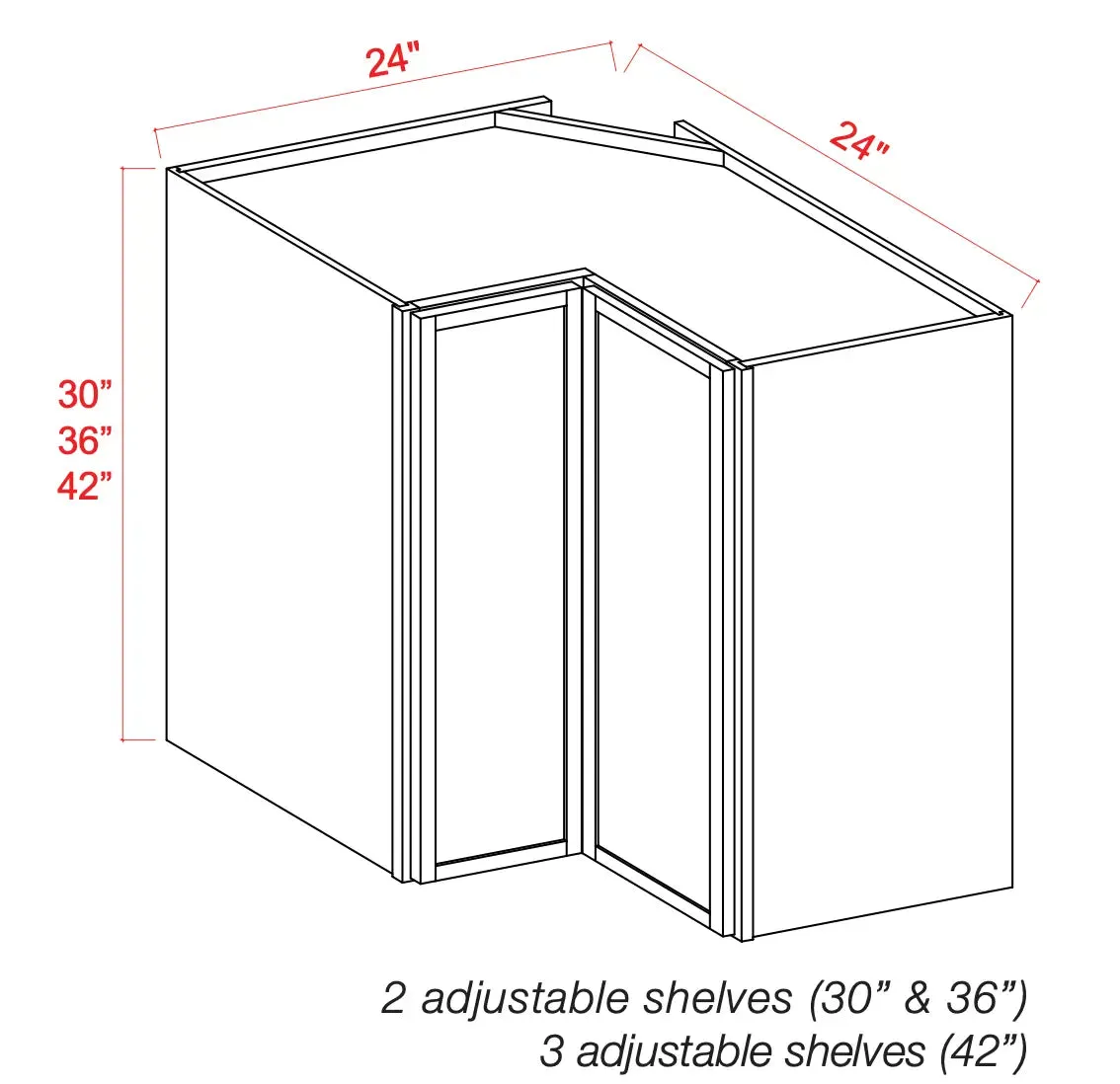 24" Wide Wall Easy Reach Cabinet - Shaker Slim