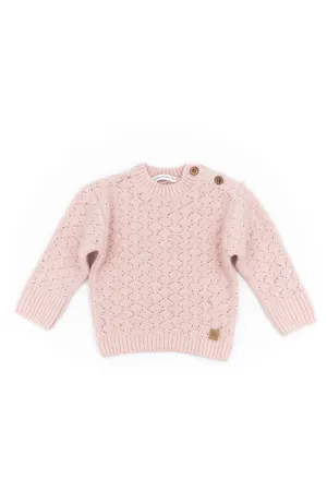 BAMBOOM Maglia Lana Rombi Aperti Bianco/Rosa