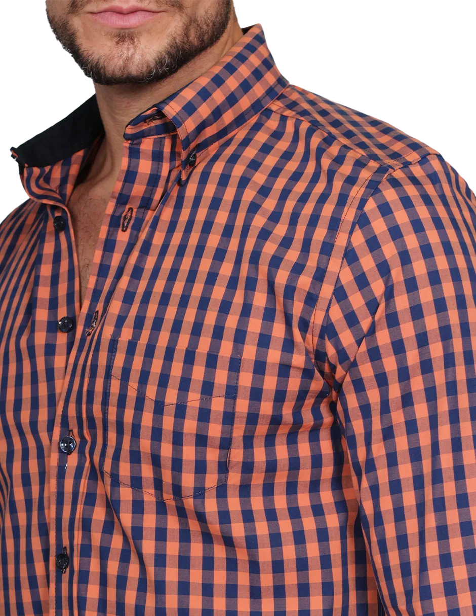 Camisas Para Hombre Manga Larga Cuadros Regular Fit Chedron B15216