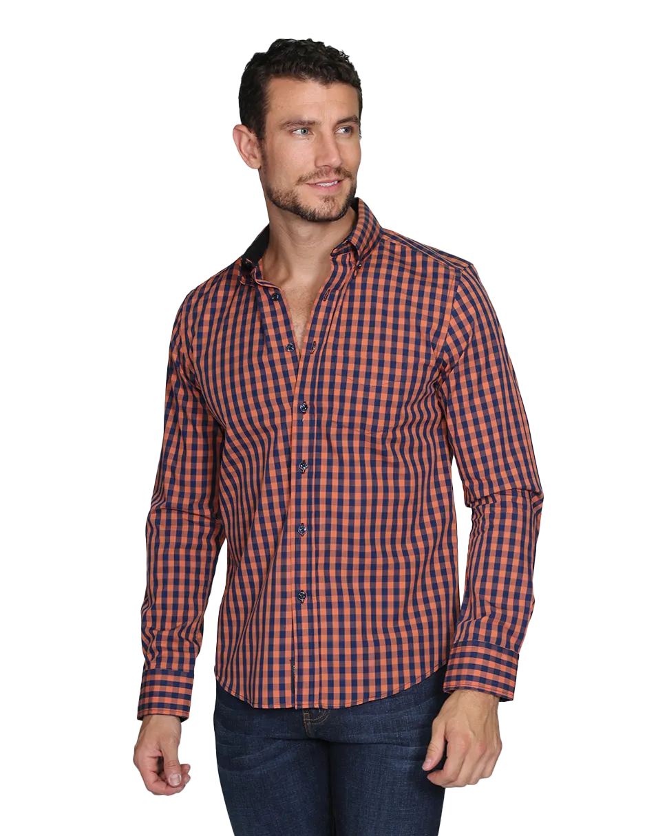 Camisas Para Hombre Manga Larga Cuadros Regular Fit Chedron B15216