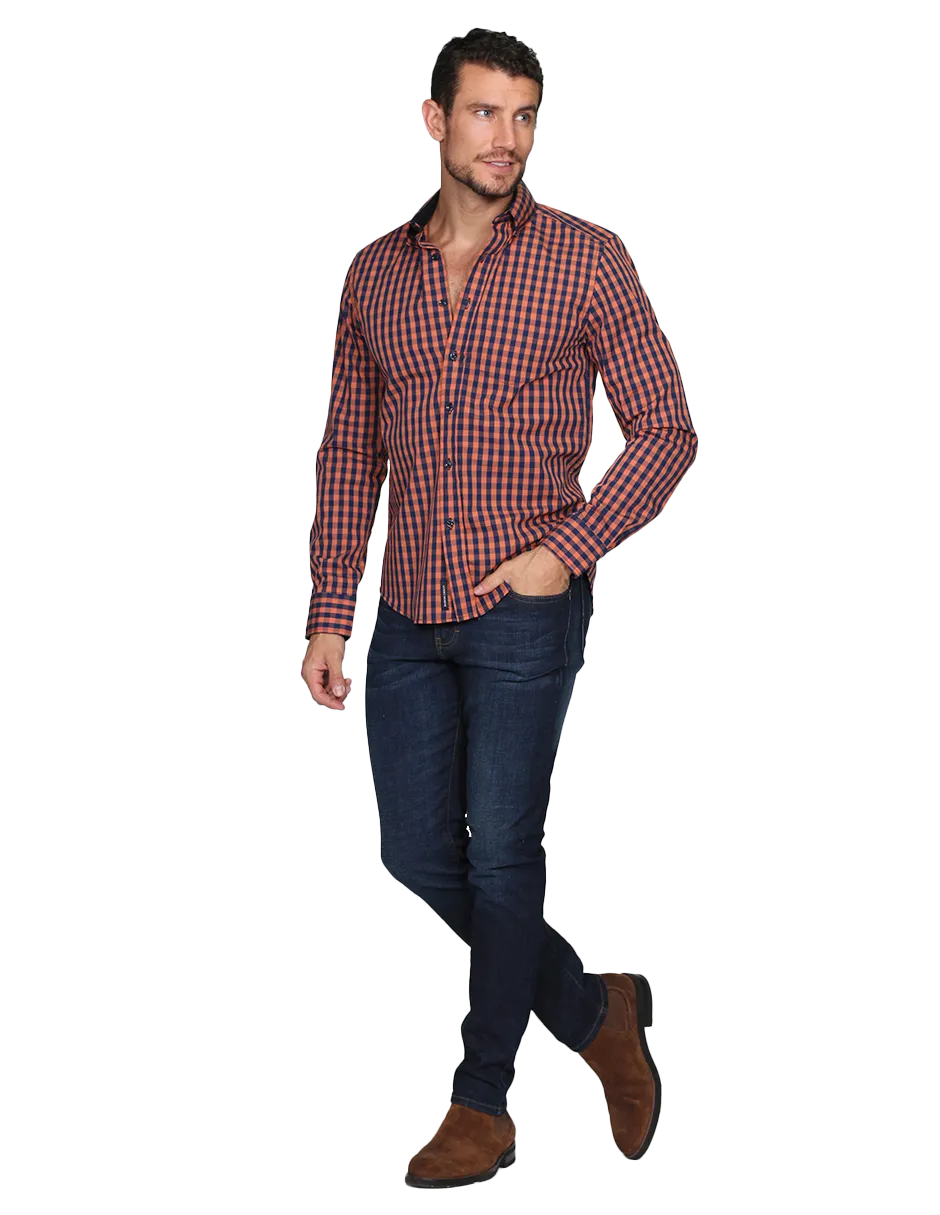 Camisas Para Hombre Manga Larga Cuadros Regular Fit Chedron B15216