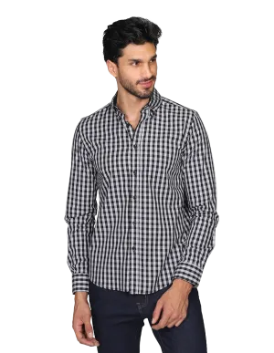 Camisas Para Hombre Manga Larga Cuadros Regular Fit Gris B15216