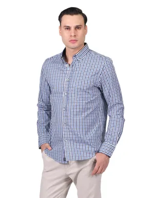 Camisas Para Hombre Manga Larga Estampado Cuadros Regular Fit Azul B25213