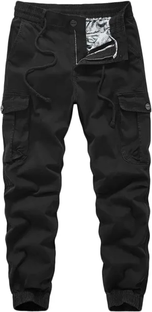 Cargo Pants for Men Multi Pocket Elastic Waist Pants Outdoor Work Pants Casual Cinch Bottom Pants Relaxed Trousers