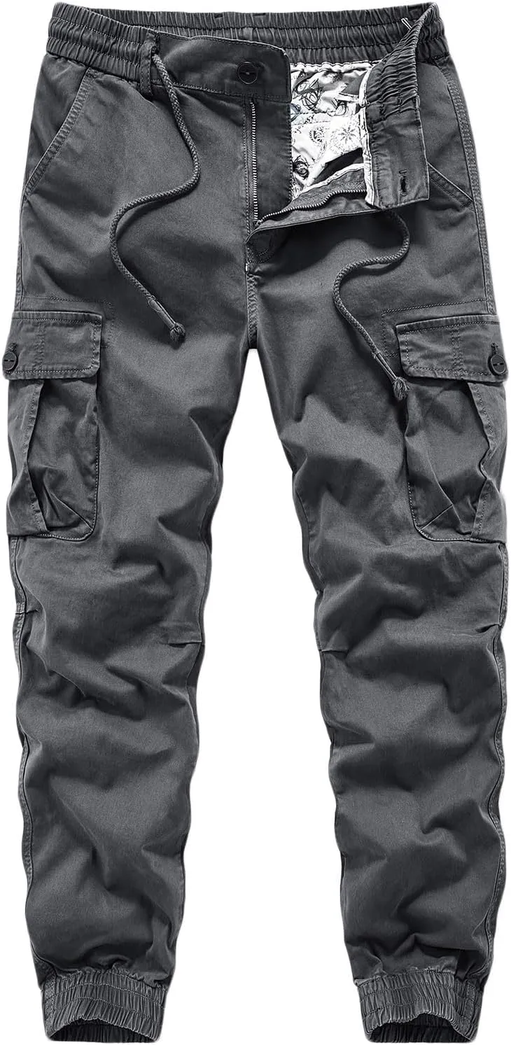 Cargo Pants for Men Multi Pocket Elastic Waist Pants Outdoor Work Pants Casual Cinch Bottom Pants Relaxed Trousers