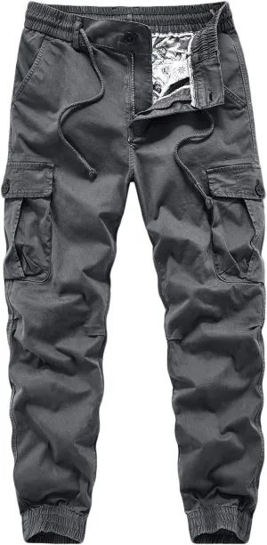 Cargo Pants for Men Multi Pocket Elastic Waist Pants Outdoor Work Pants Casual Cinch Bottom Pants Relaxed Trousers