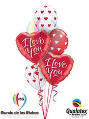 Corazones rojos I love You con latex rojos y blancos