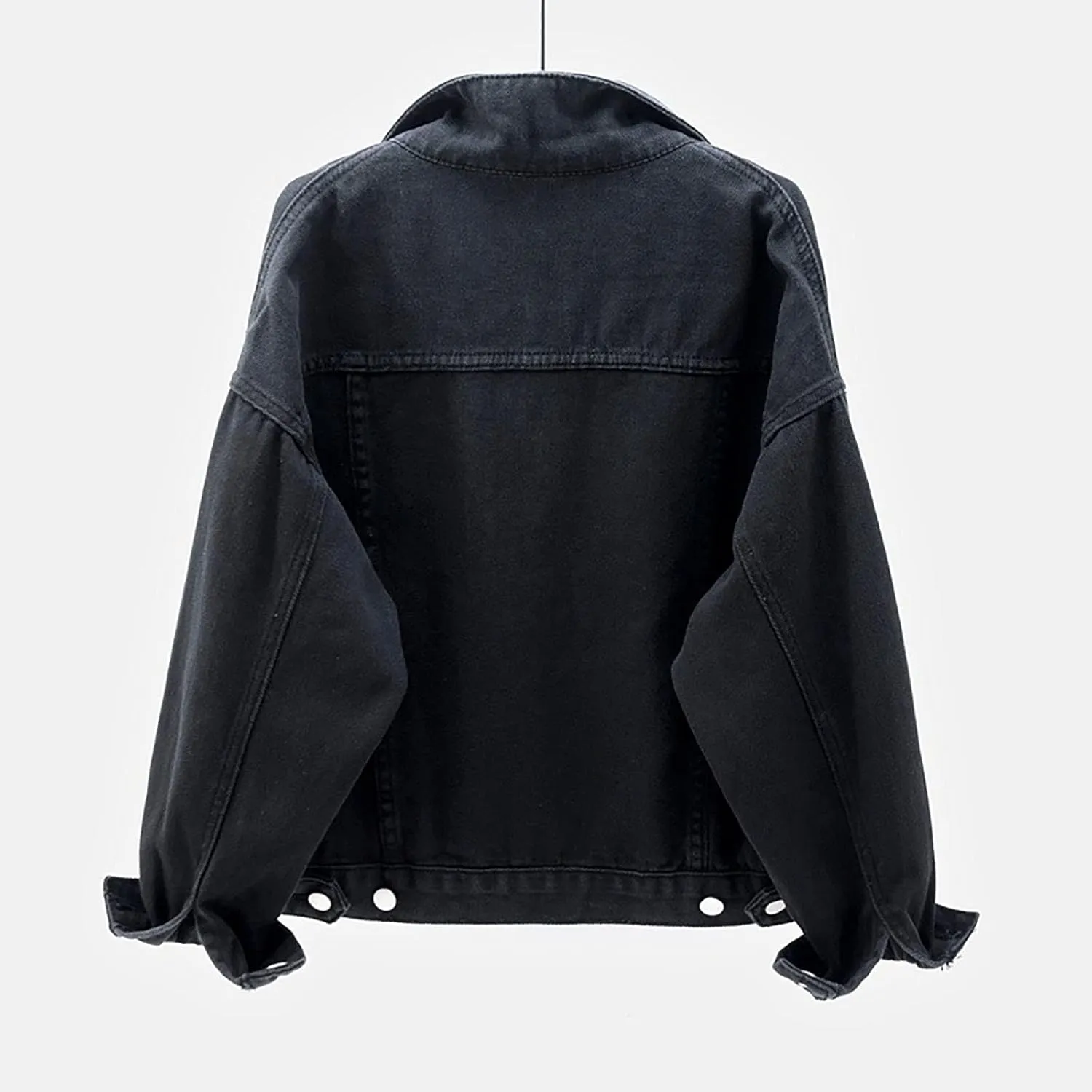 Denim Jacket for Women 2024 Fall Casual Long Sleeve Jean Jackets Basic Lapel Button Down Cropped Coats Pockets