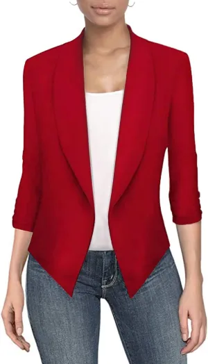Hybrid & Company Versatile and Modern Women's Nylon Ponte De Roma Open Blazer Jacket