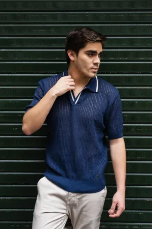 Ibiza Knitted Polo Shirt - Azul