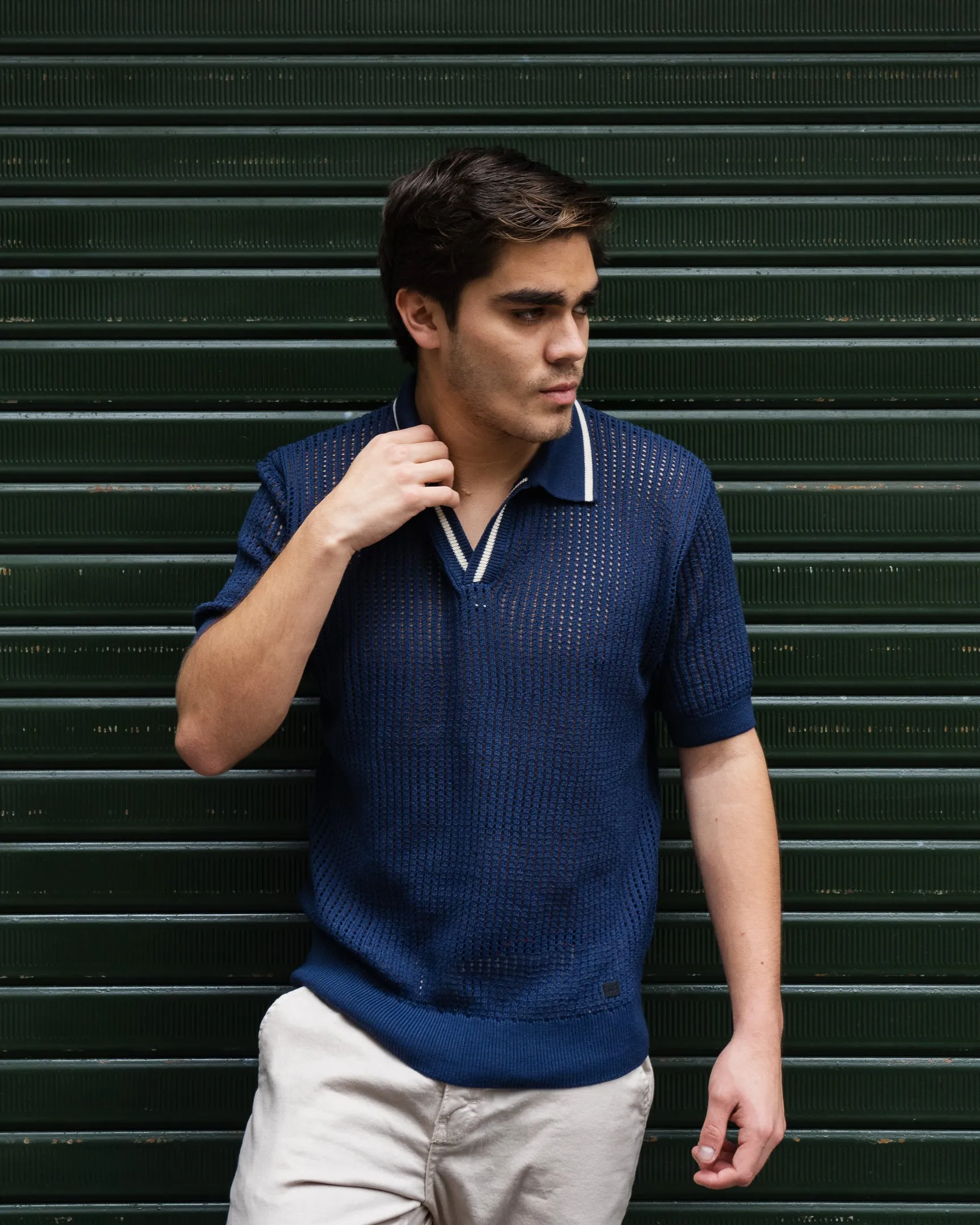 Ibiza Knitted Polo Shirt - Azul