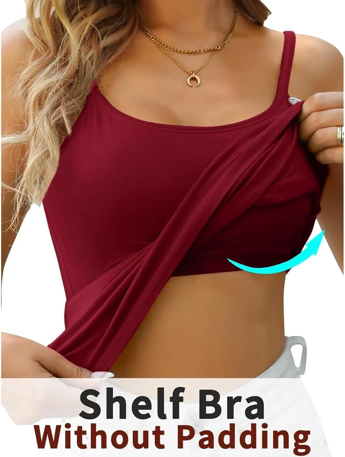 LCMTWX Built In Bra Tank Tops For Women Yoga Gym Sleeveless Camisole Sexy Plus Size Underwear With Adjustable Spaghetti
