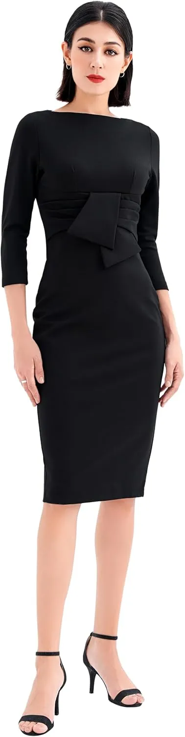 Marycrafts Women's Work Office Business Square Neck Sheath Midi Dress