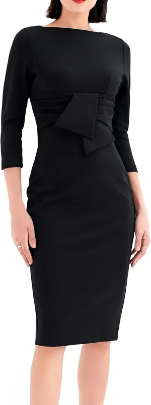 Marycrafts Women's Work Office Business Square Neck Sheath Midi Dress