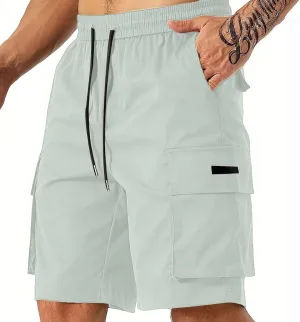 Mens Cargo Shorts Lightweight Stretch Hiking Short Gym Casual Shorts Elastic Waistband 6 Pockets