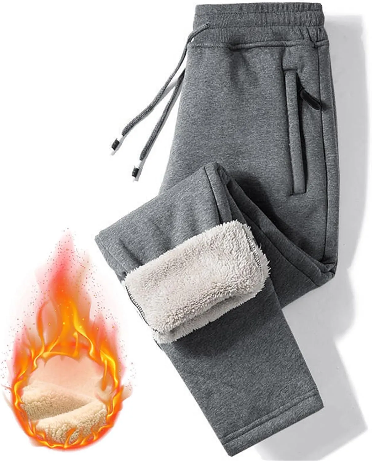 Men's Winter Fleece Pants Sherpa Lined Sweatpants Active Running Jogger Pants Thermal Thick Insulated Sweatpants for Men
