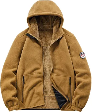Men's Winter Jacket Thick Thermal Cotton Thickened Warm Stand Collar Jacket Windbreaker Utility Jacket Zip Coat with Pocket
