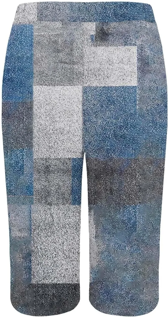 Pedal Pushers for Women 2025 Linen Pant Summer Wide Leg Knee Length Capris Lightweight Boho Loose Beach Pants