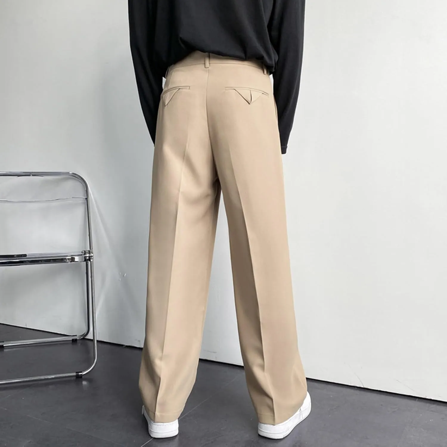 RTRDE Men's Pants Business Casual Pants Loose Solid Color Pleated Dress Pants Trousers for Men, 32-38