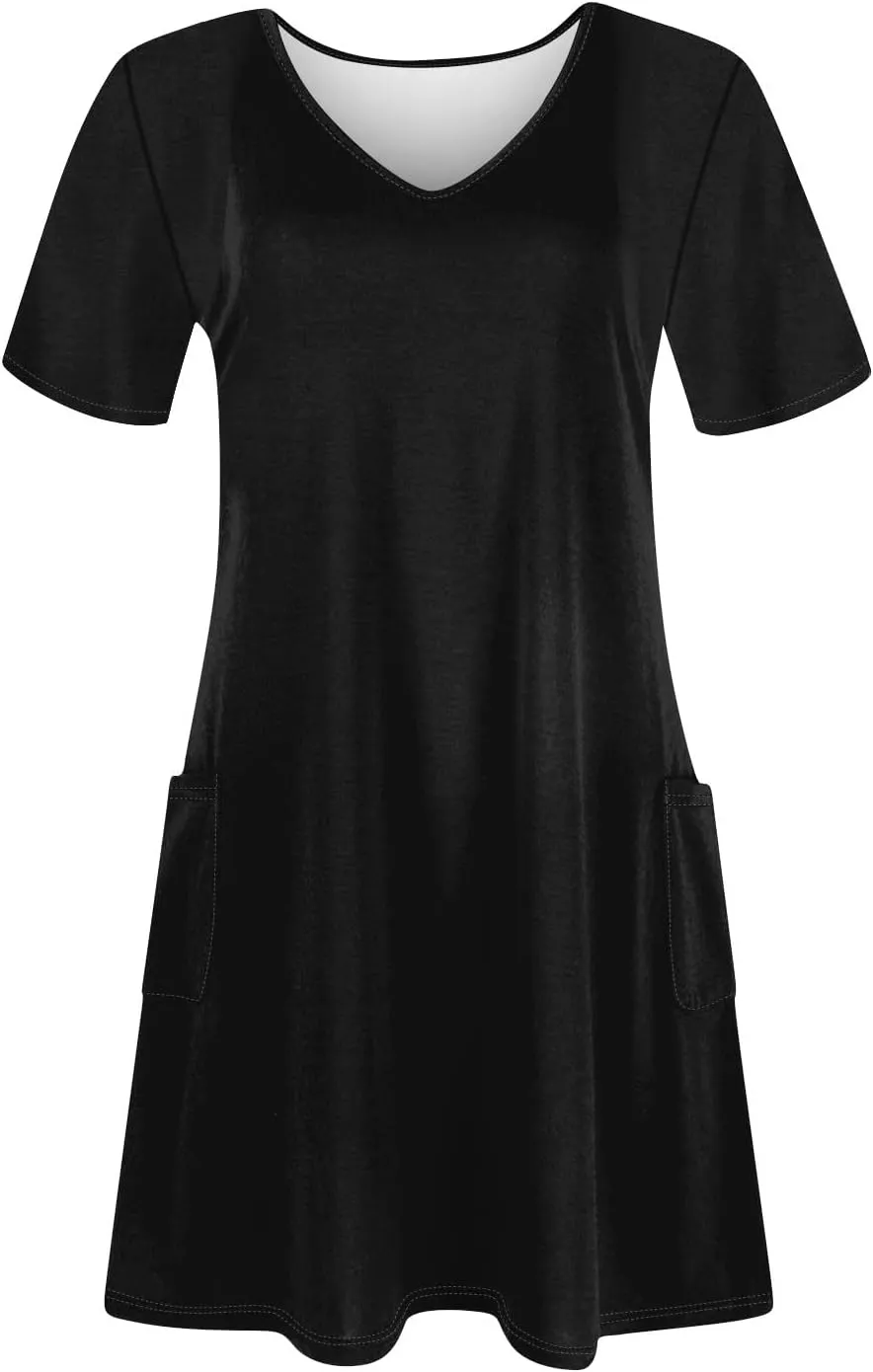 Summer Dresses for Women 2025 Casual Short Sleeve Sundresses Hawaiian T Shirt Dress Beach Dress with Pockets
