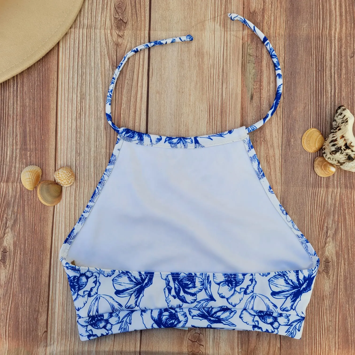 Top de Bikini Cuello Halter DESIRE Rosas Azules Niña