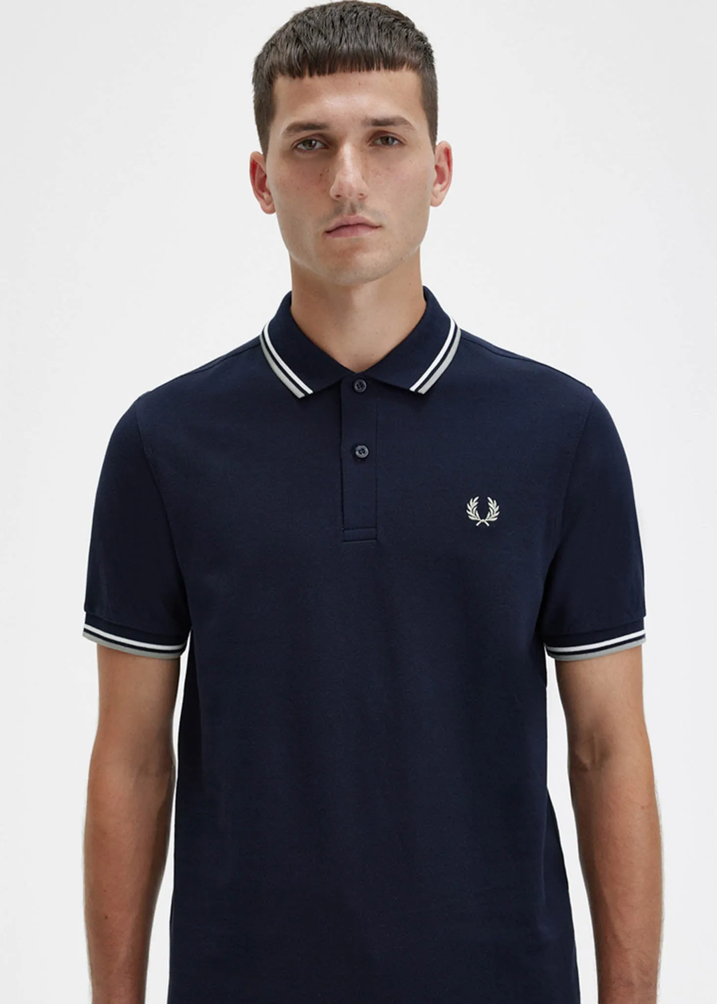 Twin tipped fred perry shirt - navy snow white seagrass