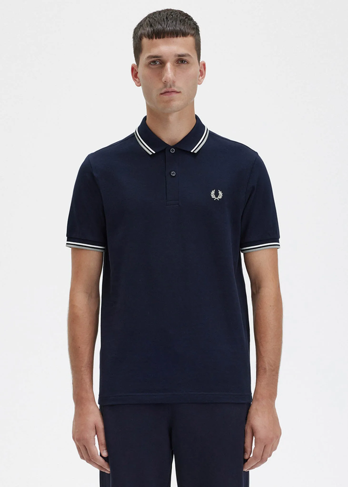 Twin tipped fred perry shirt - navy snow white seagrass