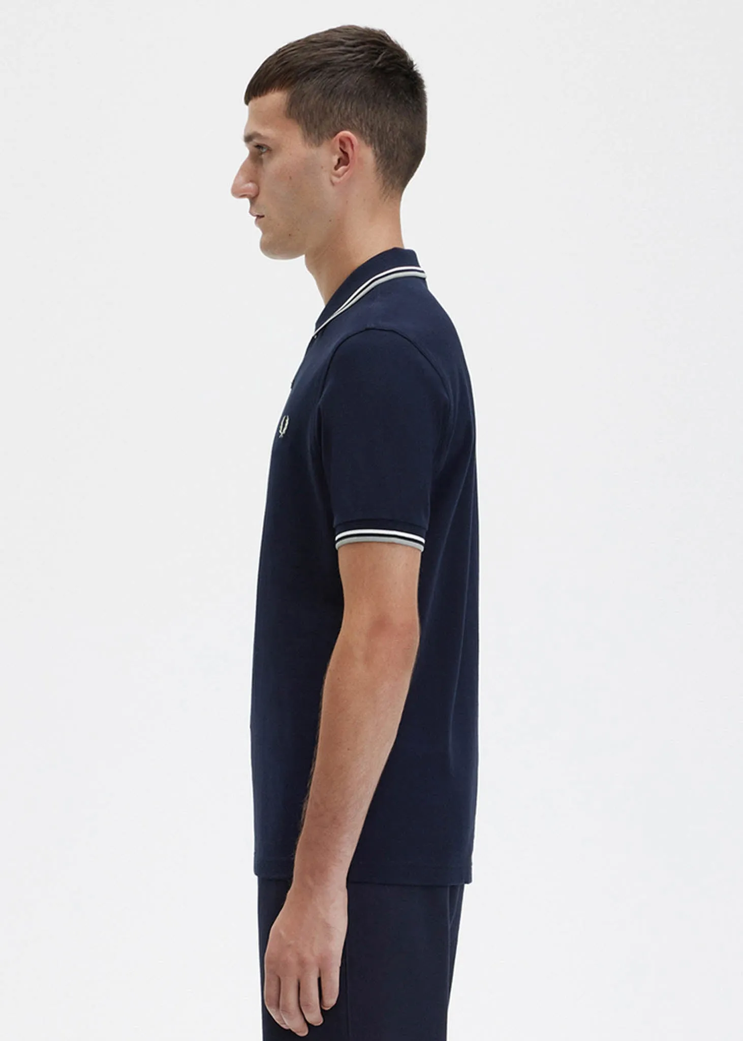 Twin tipped fred perry shirt - navy snow white seagrass