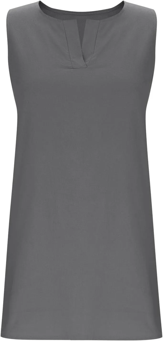 Women's Sleeveless Linen Shift Dress 2025 Summer Plain Casual Beach Dresses Solid Long Tank Sundress Vacation Outfits
