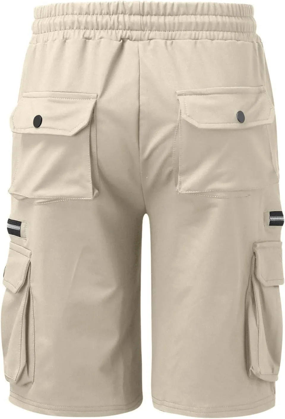 Ymosrh Men's Casual Summer Shorts Elastic Waist Cargo Shorts with Zipper Pocket Stretch Lightweight Work Short Pants, M-4XL