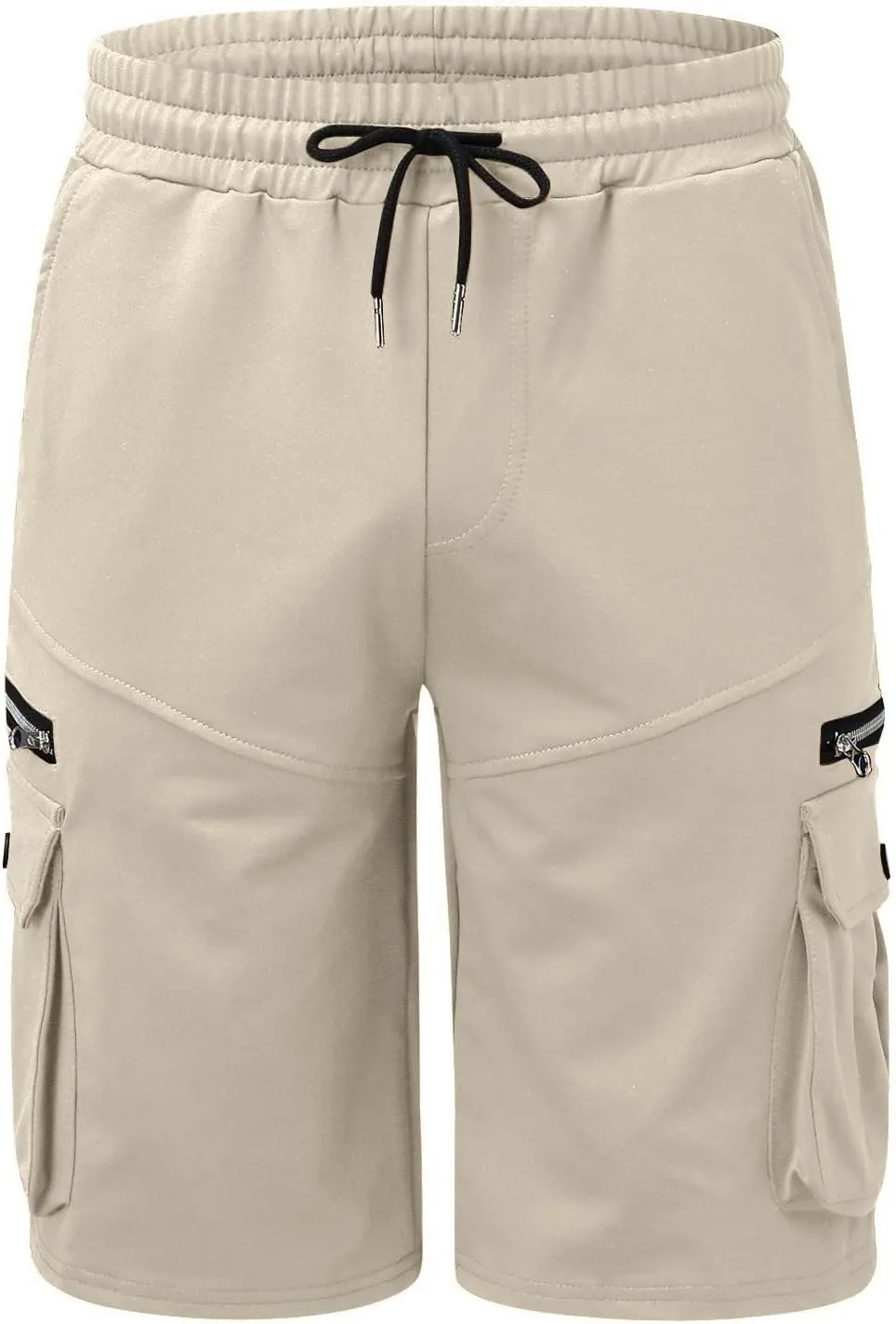 Ymosrh Men's Casual Summer Shorts Elastic Waist Cargo Shorts with Zipper Pocket Stretch Lightweight Work Short Pants, M-4XL